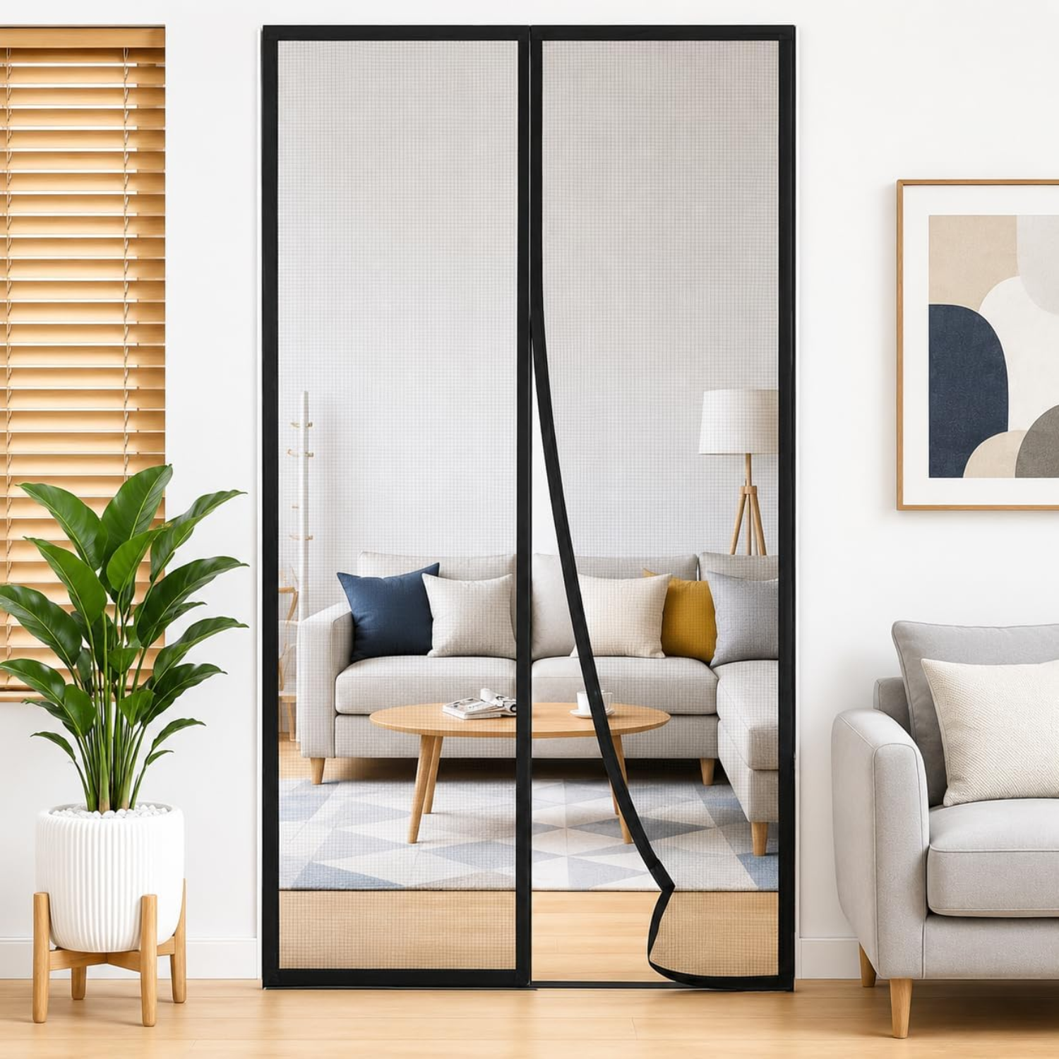 🧲 Magnetic Mosquito Door Net, Heavy Duty Fiberglass Mesh