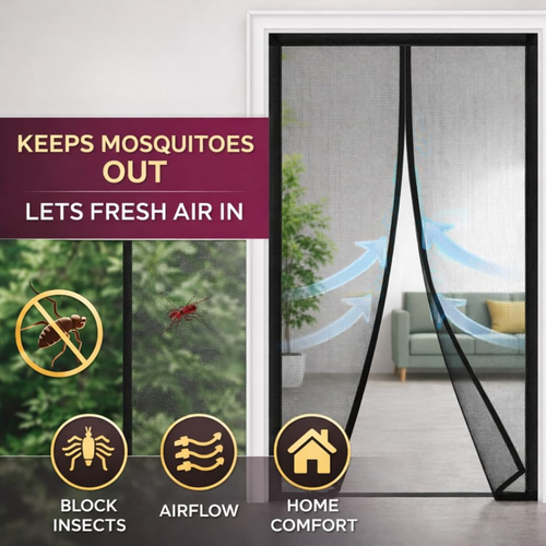 🧲 Magnetic Mosquito Door Net, Heavy Duty Fiberglass Mesh