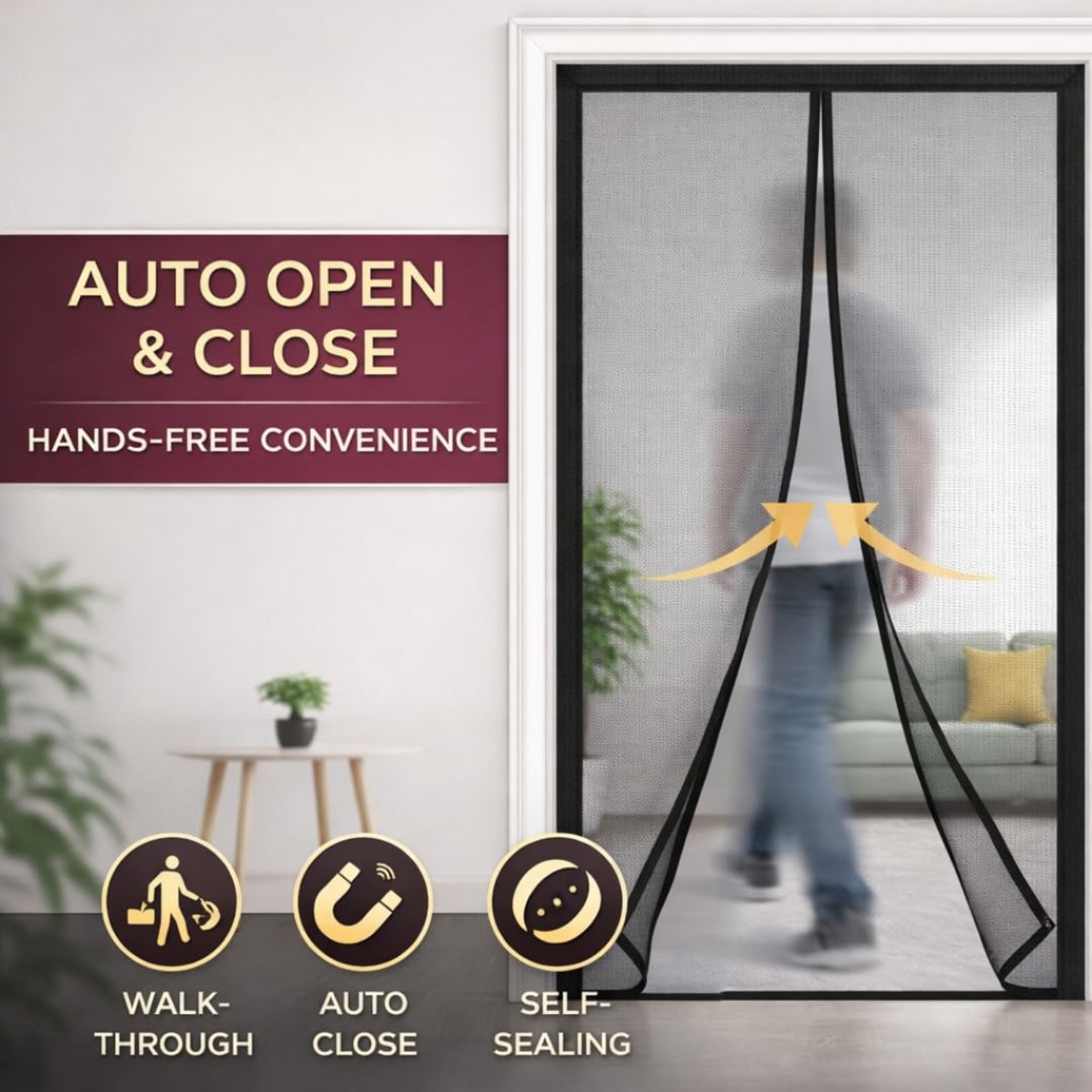 🧲 Magnetic Mosquito Door Net, Heavy Duty Fiberglass Mesh