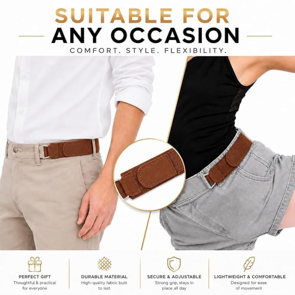 👖 Portable Stylish Metal Hook Buckleless Belt (Pack of 2)